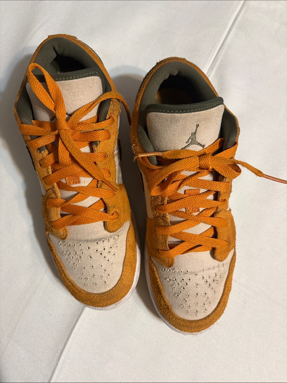 Jordan Kids Orange and Cream Low Top Sneakers